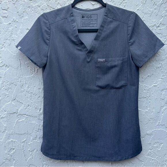 FIGS Scrub Top Women Size XXS Slim Caterina One Pocket Gray Nurse Doctor Uniform - Picture 1 of 6